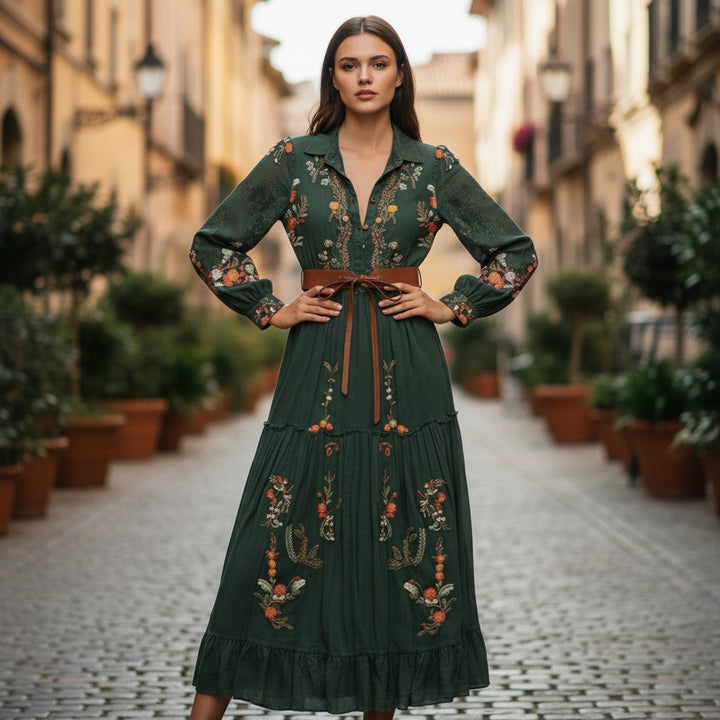 Boho Floral Fall Maxi Dress