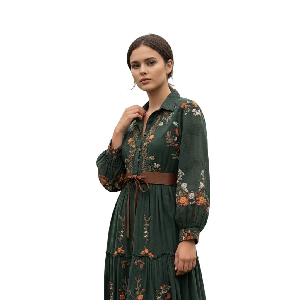 Boho Floral Fall Maxi Dress