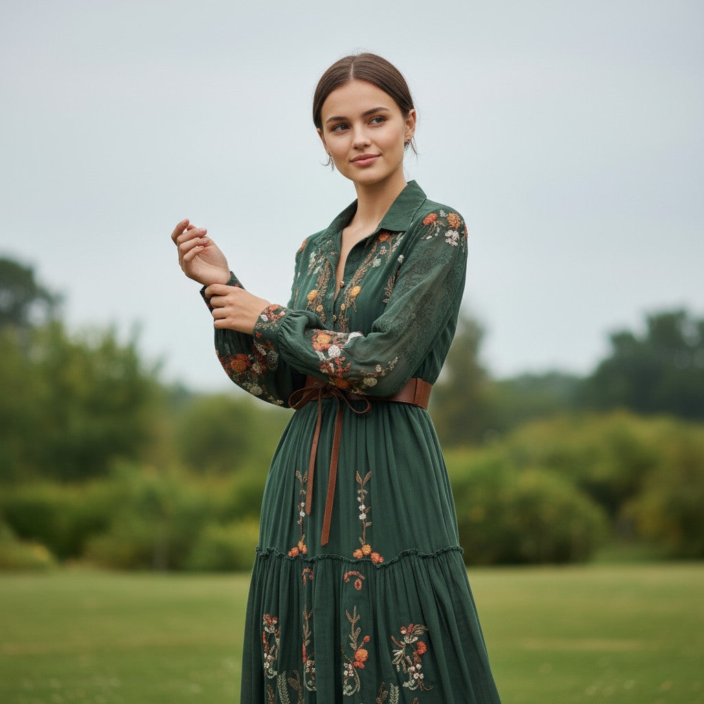 Boho Floral Fall Maxi Dress