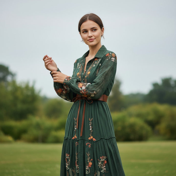 Boho Floral Fall Maxi Dress