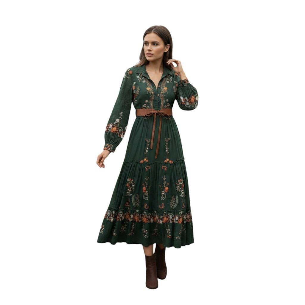 Boho Floral Fall Maxi Dress