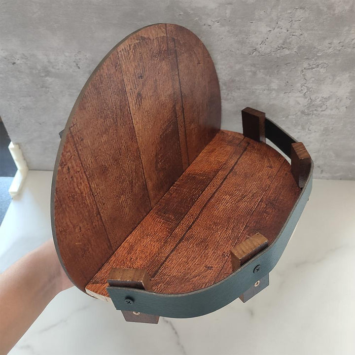 Bourbon Whiskey Barrel Wall Shelf for Home Bar Decor