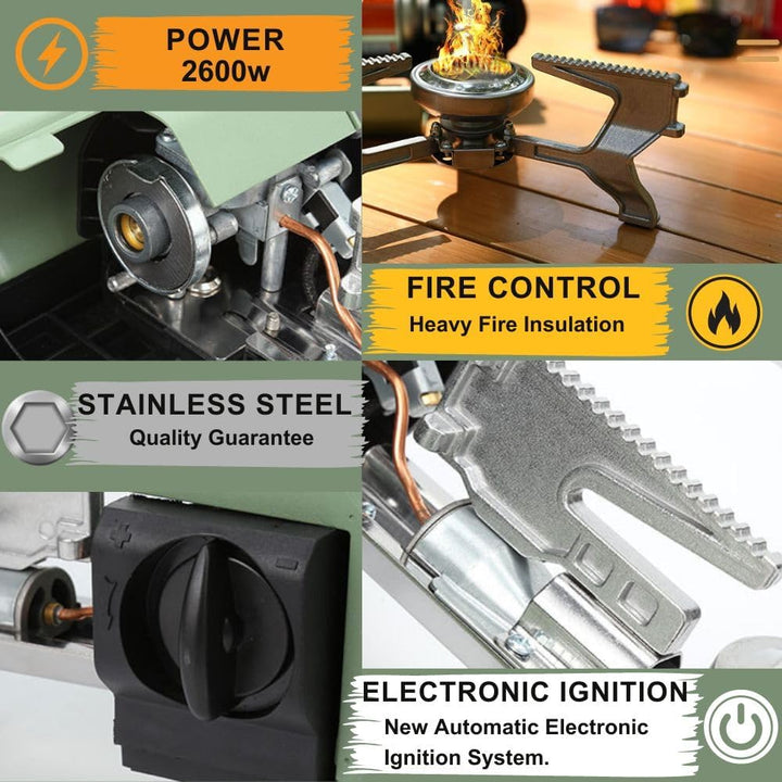 Butane Camping Stove 3000 Watts Portable Outdoor Cooking Gear