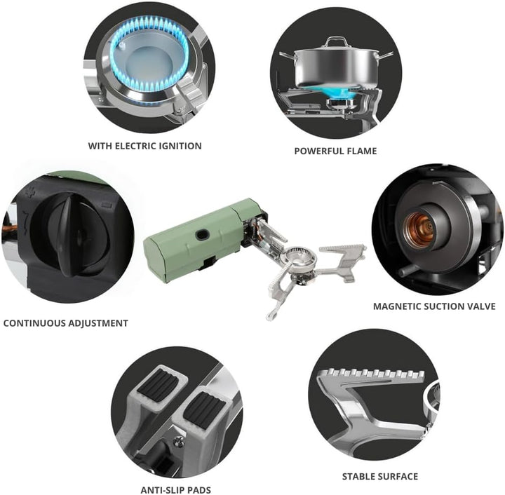 Butane Camping Stove 3000 Watts Portable Outdoor Cooking Gear