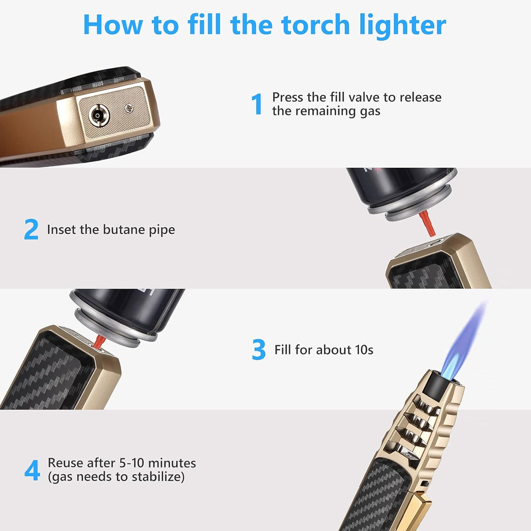 Butane Torch Lighter Windproof Portable Flame Igniter