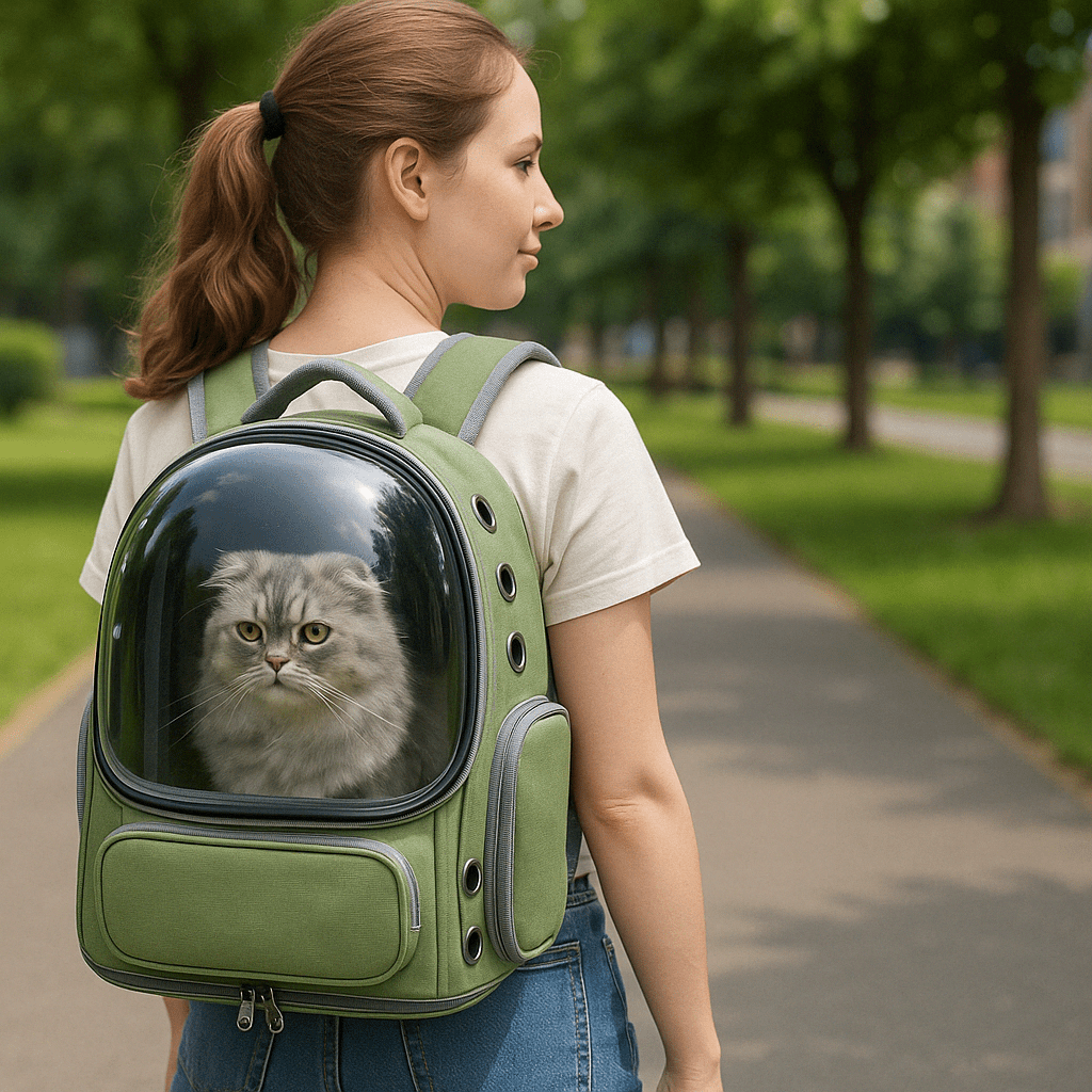 Cat Carrier Backpack with Transparent Breathable Design