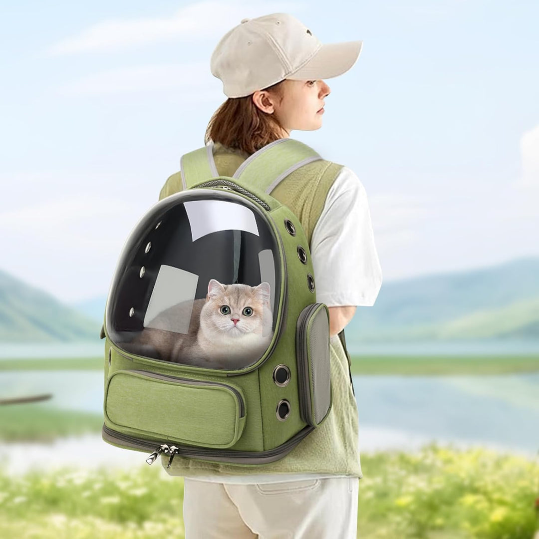Cat Carrier Backpack with Transparent Breathable Design