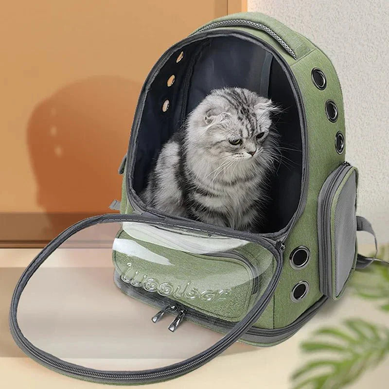 Cat Carrier Backpack with Transparent Breathable Design