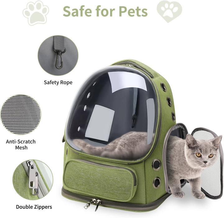 Cat Carrier Backpack with Transparent Breathable Design