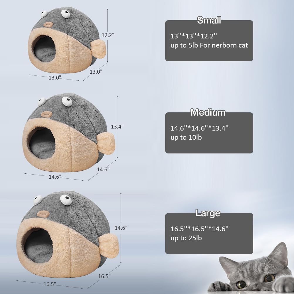 Cat Cave Bed with Removable Pillow for Indoor Cats