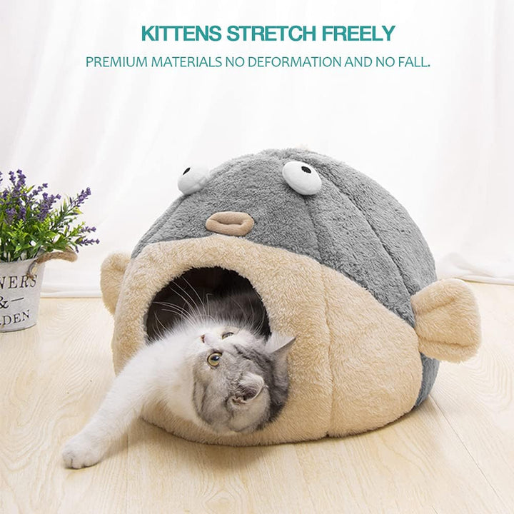 Cat Cave Bed with Removable Pillow for Indoor Cats