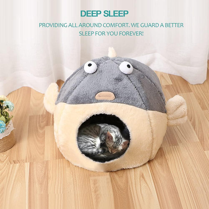 Cat Cave Bed with Removable Pillow for Indoor Cats