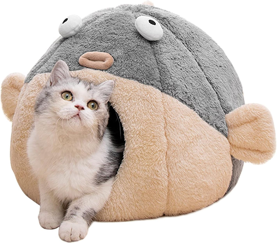 Cat Cave Bed with Removable Pillow for Indoor Cats