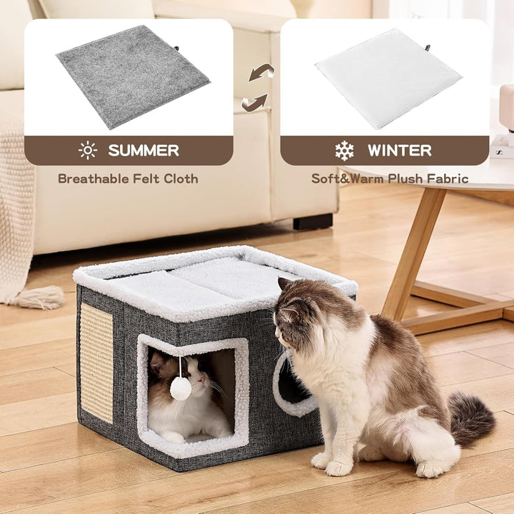 Cat Cave with Scratch Pad and Hideaway Condo for Cats