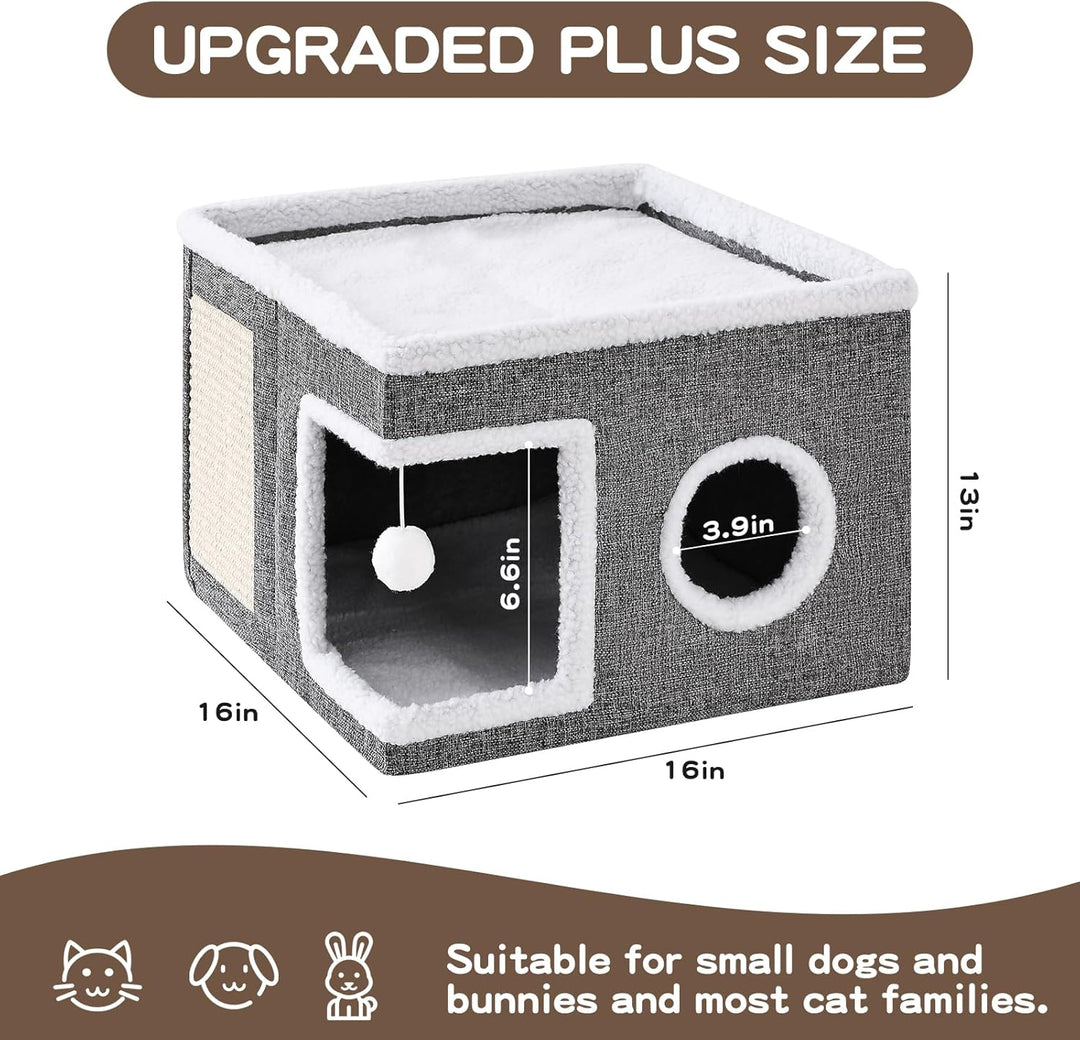 Cat Cave with Scratch Pad and Hideaway Condo for Cats