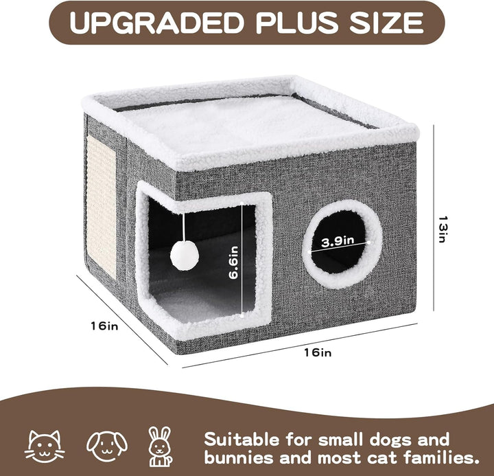 Cat Cave with Scratch Pad and Hideaway Condo for Cats