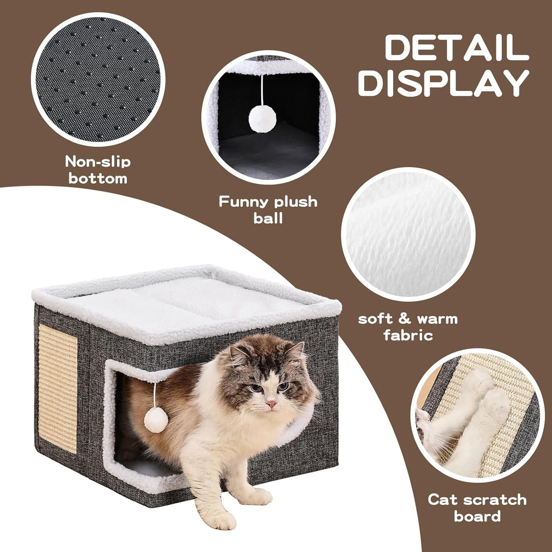 Cat Cave with Scratch Pad and Hideaway Condo for Cats