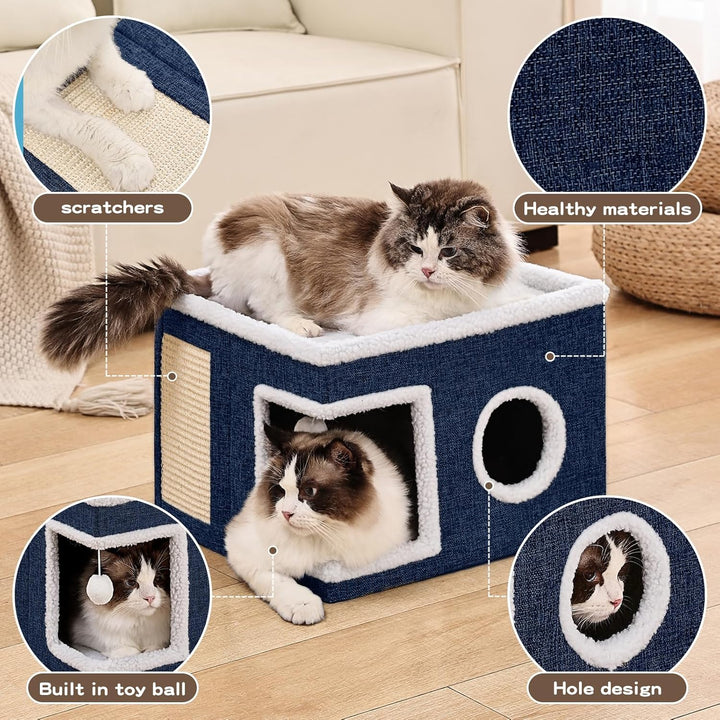 Cat Cave with Scratch Pad and Hideaway Condo for Cats