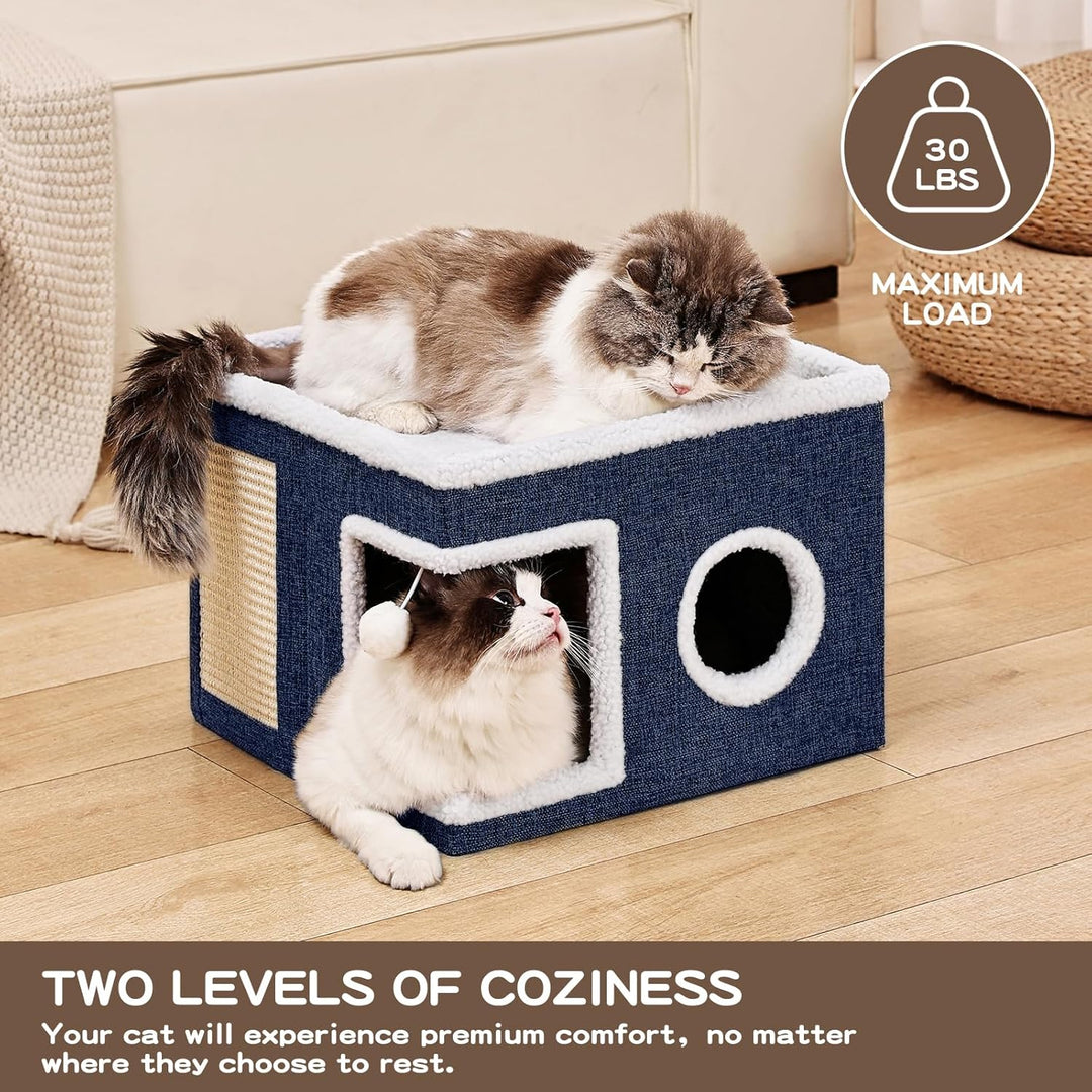 Cat Cave with Scratch Pad and Hideaway Condo for Cats