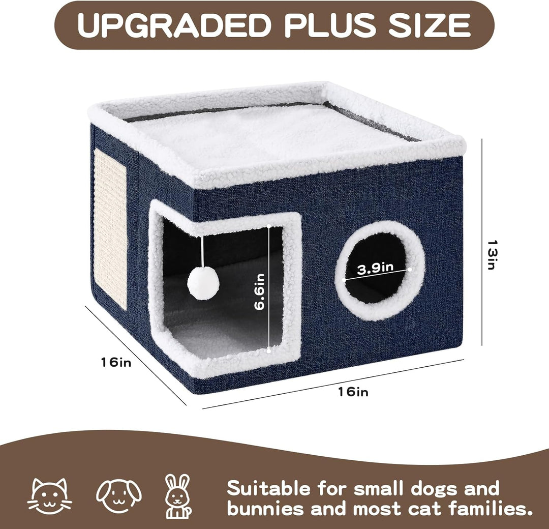 Cat Cave with Scratch Pad and Hideaway Condo for Cats