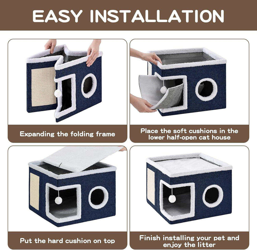 Cat Cave with Scratch Pad and Hideaway Condo for Cats