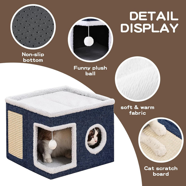 Cat Cave with Scratch Pad and Hideaway Condo for Cats