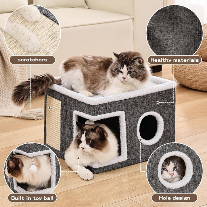 Cat Cave with Scratch Pad and Hideaway Condo for Cats