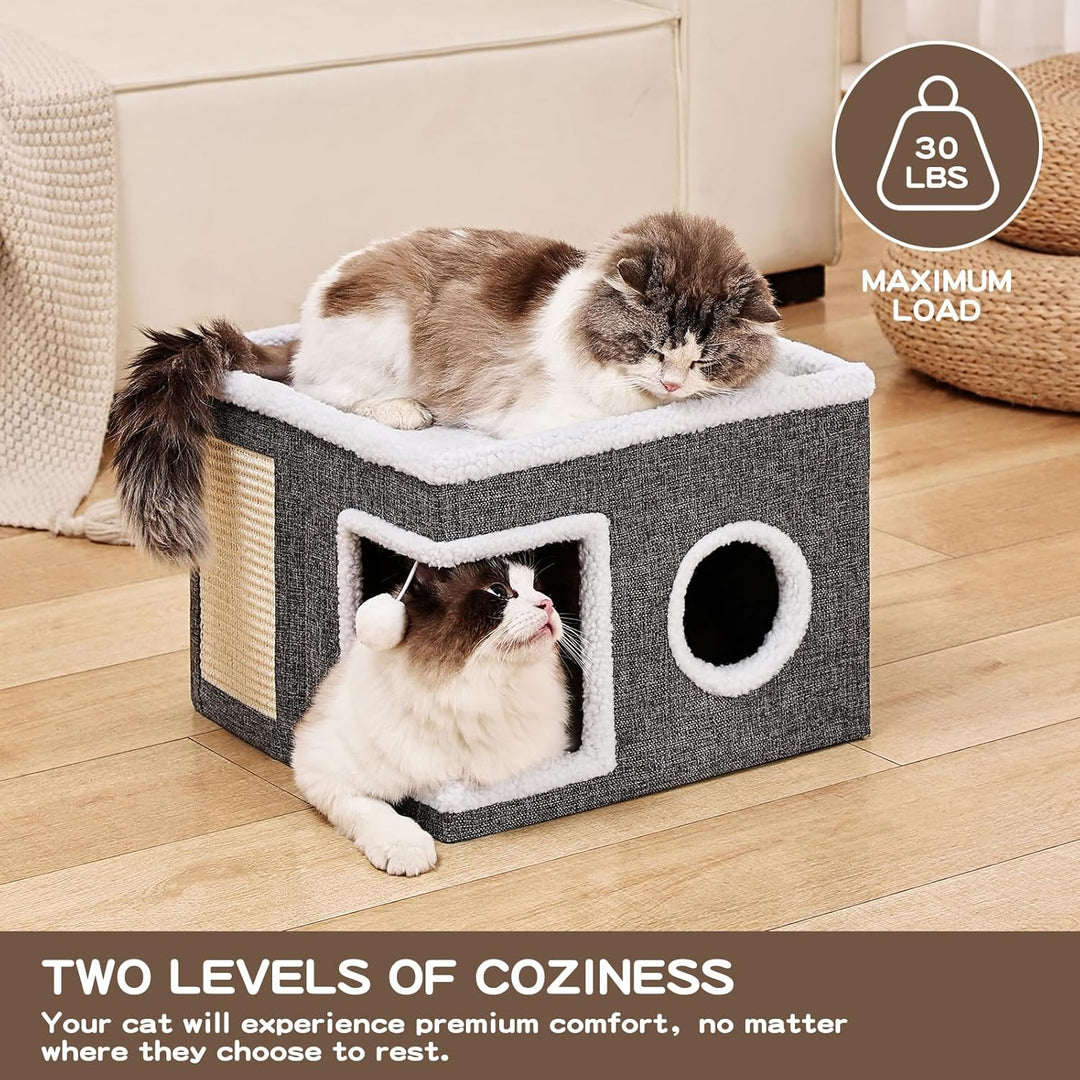 Cat Cave with Scratch Pad and Hideaway Condo for Cats