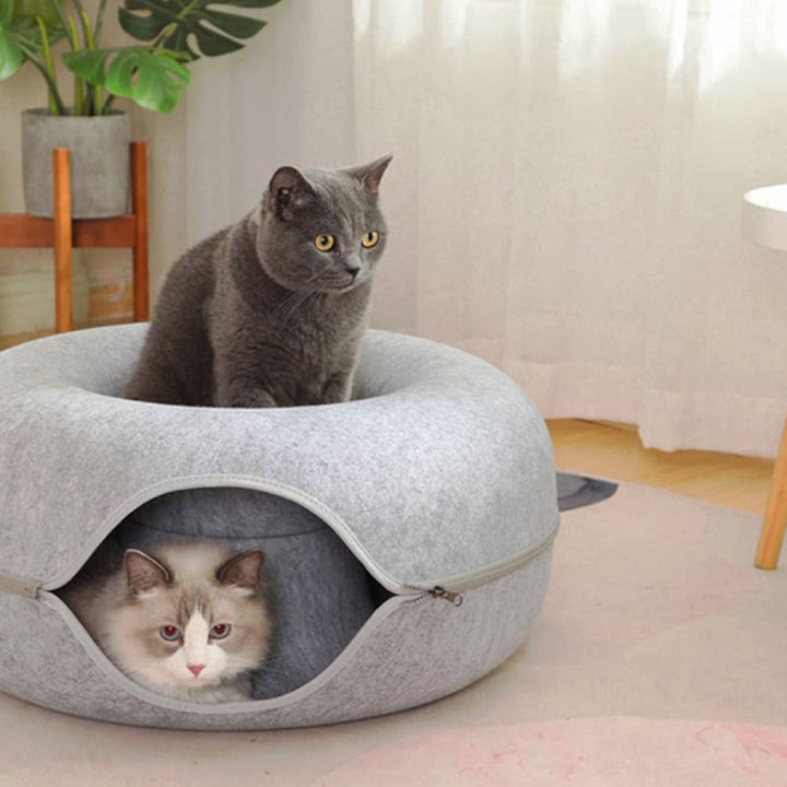 Cat Tunnel Bed Cave for Cats - Cozy Hideaway and Play Space