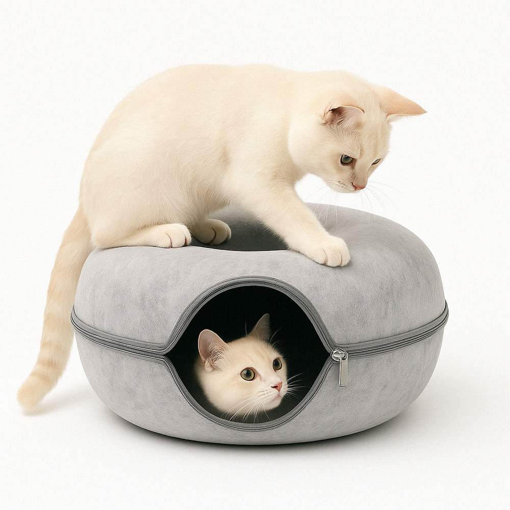 Cat Tunnel Bed Cave for Cats - Cozy Hideaway and Play Space