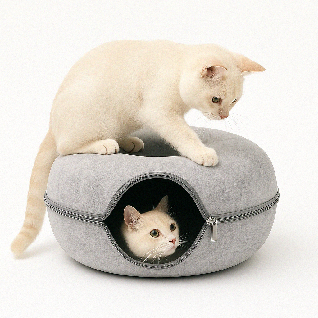 Cat Tunnel Bed Cave for Cats - Cozy Hideaway and Play Space