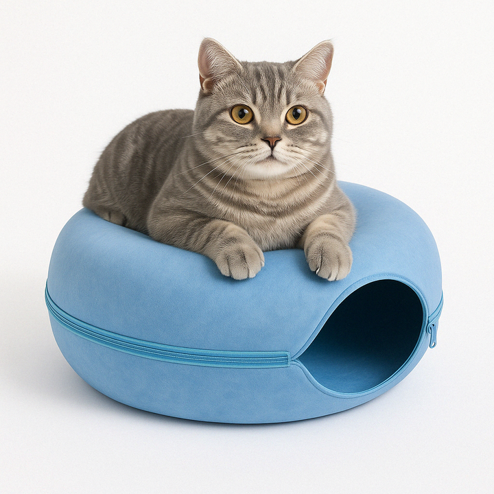 Cat Tunnel Bed Cave for Cats - Cozy Hideaway and Play Space