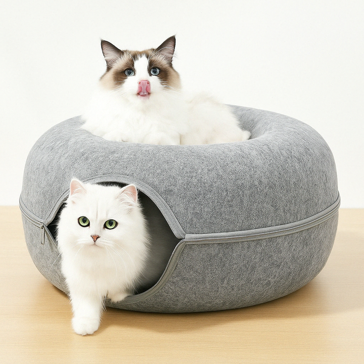 Cat Tunnel Bed Cave for Cats - Cozy Hideaway and Play Space