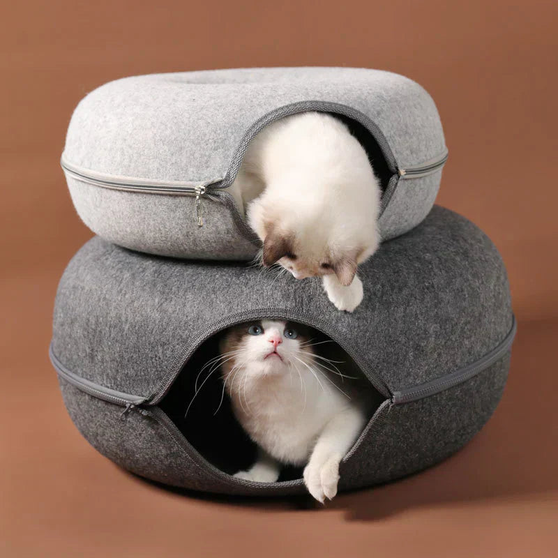 Cat Tunnel Bed Cave for Cats - Cozy Hideaway and Play Space