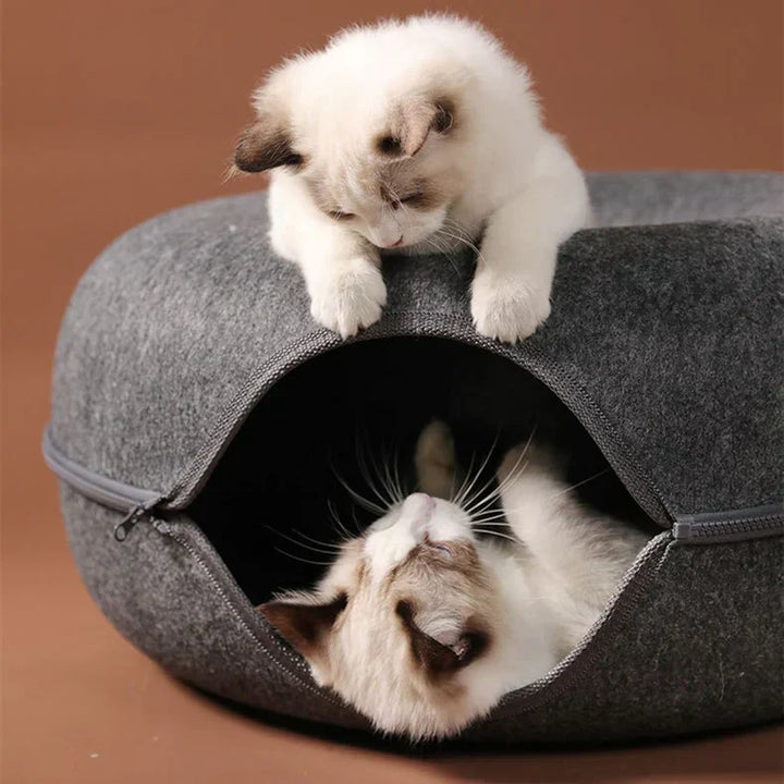 Cat Tunnel Bed Cave for Cats - Cozy Hideaway and Play Space