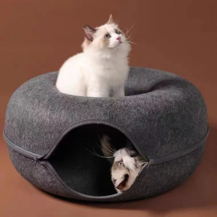 Cat Tunnel Bed Cave for Cats - Cozy Hideaway and Play Space
