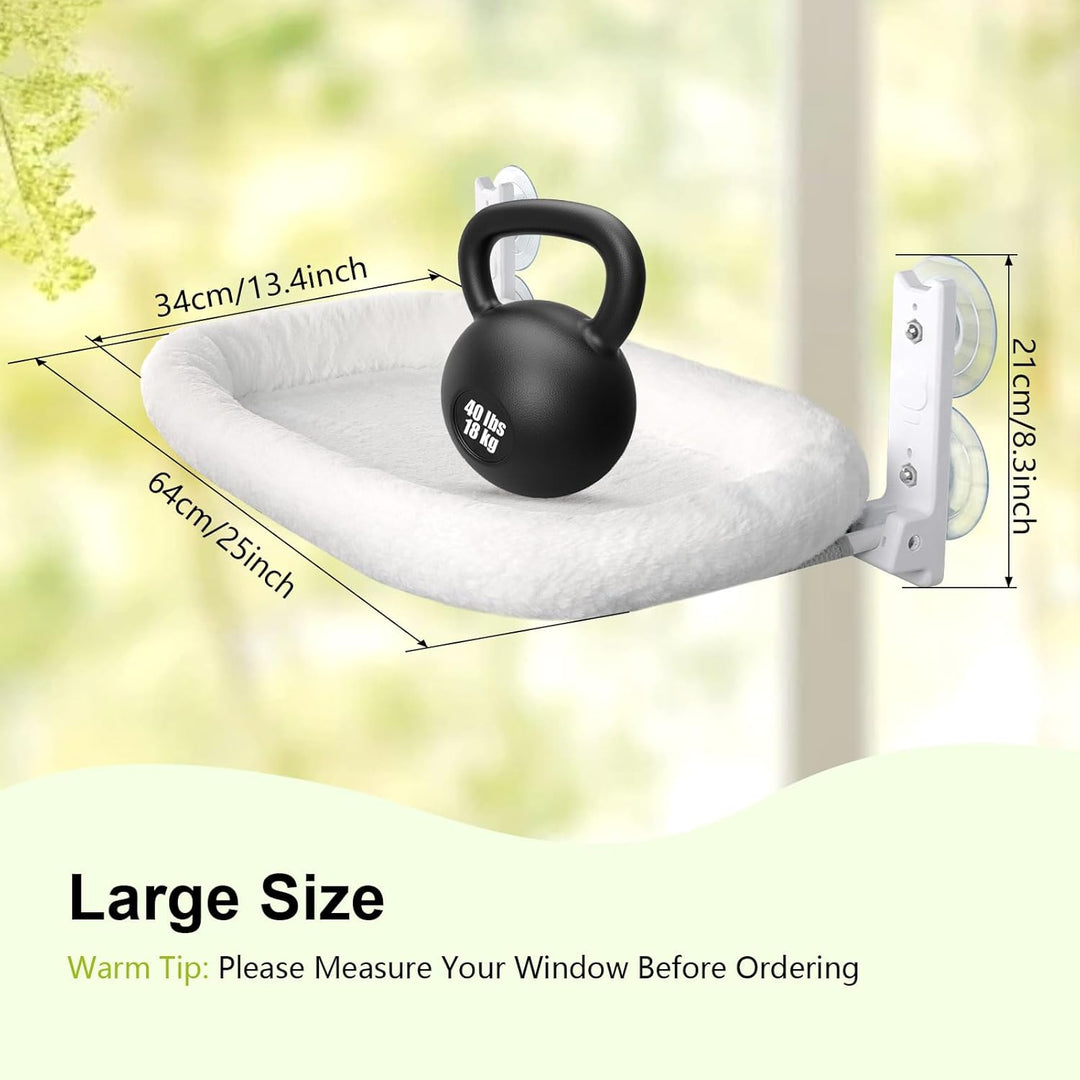 Cat Window Perch Bed with Suction Cups and Support Frame