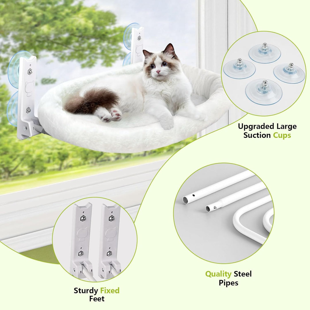 Cat Window Perch Bed with Suction Cups and Support Frame