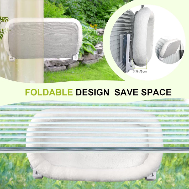 Cat Window Perch Bed with Suction Cups and Support Frame