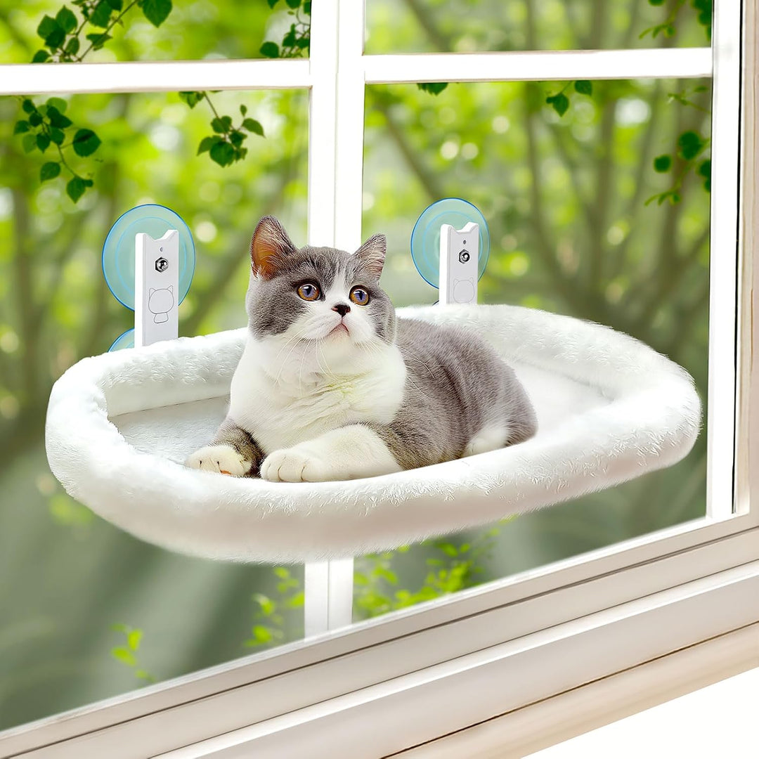 Cat Window Perch Bed with Suction Cups and Support Frame