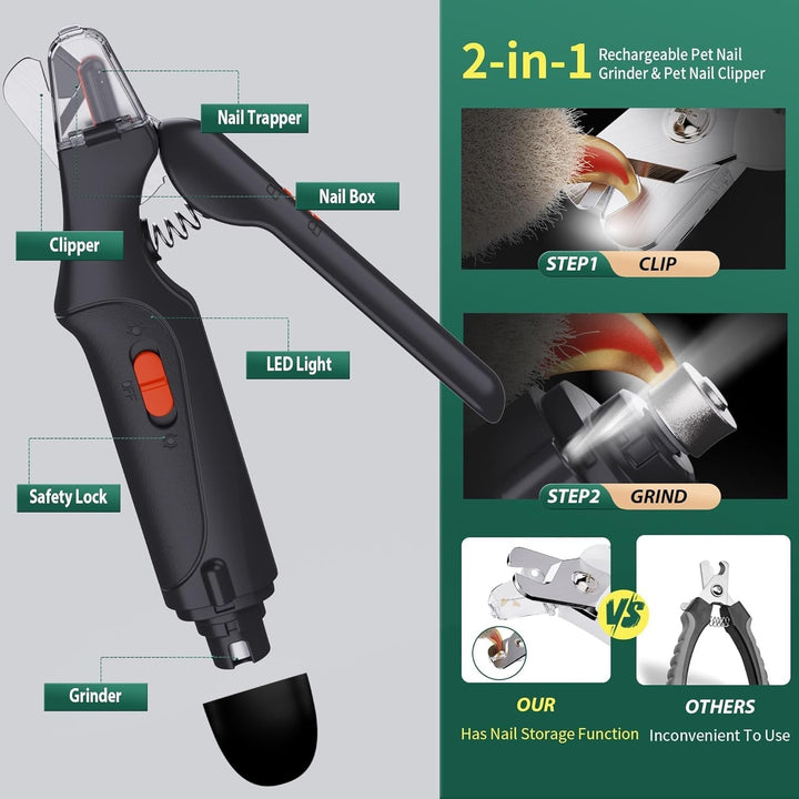 Cat and Dog Nail Clippers with USB Rechargeable LED Light