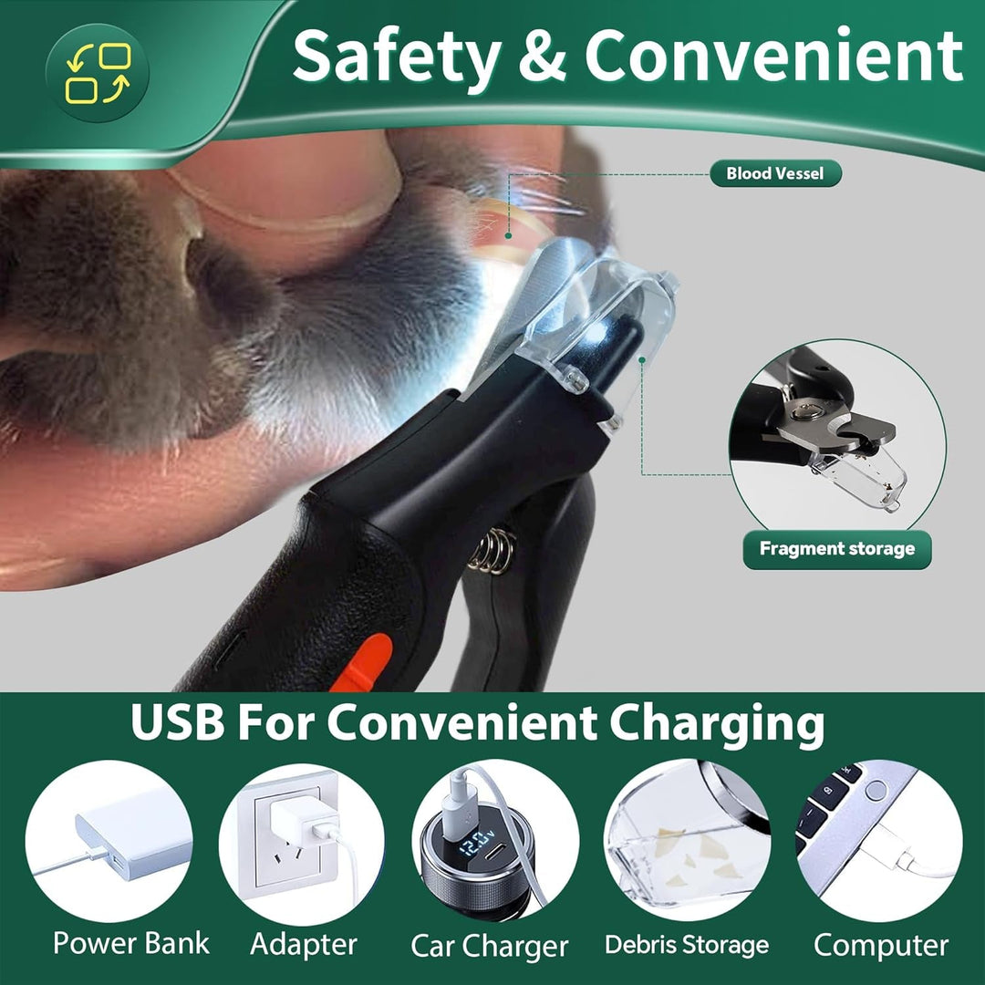Cat and Dog Nail Clippers with USB Rechargeable LED Light