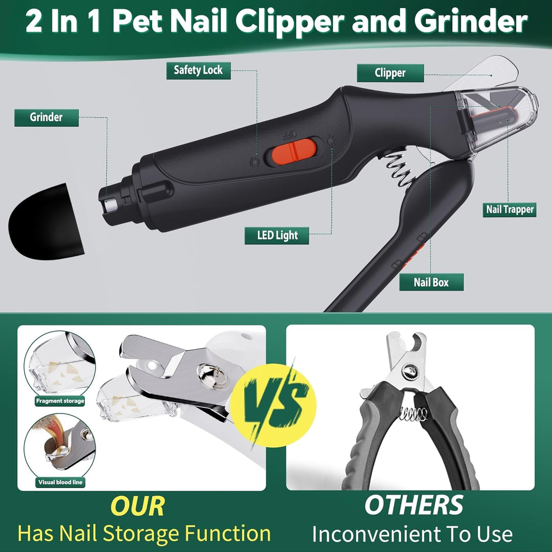 Cat and Dog Nail Clippers with USB Rechargeable LED Light