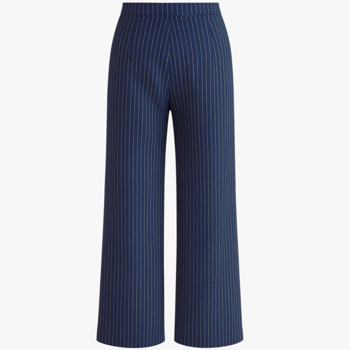 Wide-leg Trousers with Pleats and Stripes for Women