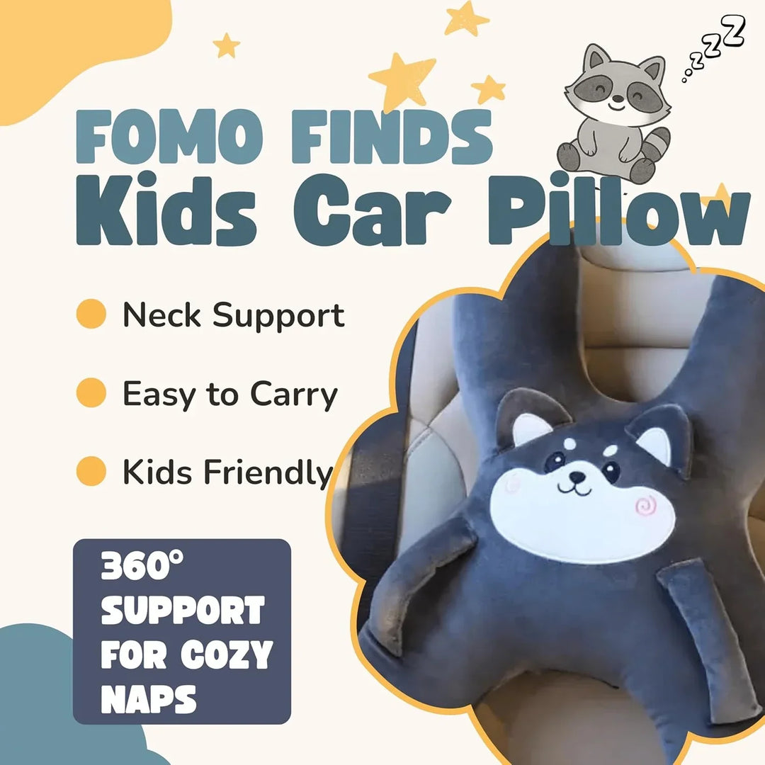 Children's Car Headrest Lumbar Support Pillow for Travel Comfort