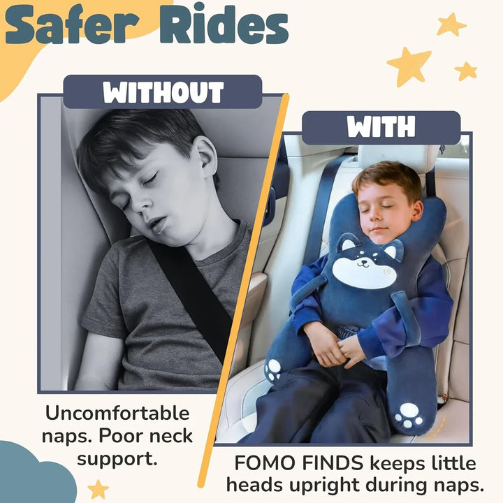 Children's Car Headrest Lumbar Support Pillow for Travel Comfort