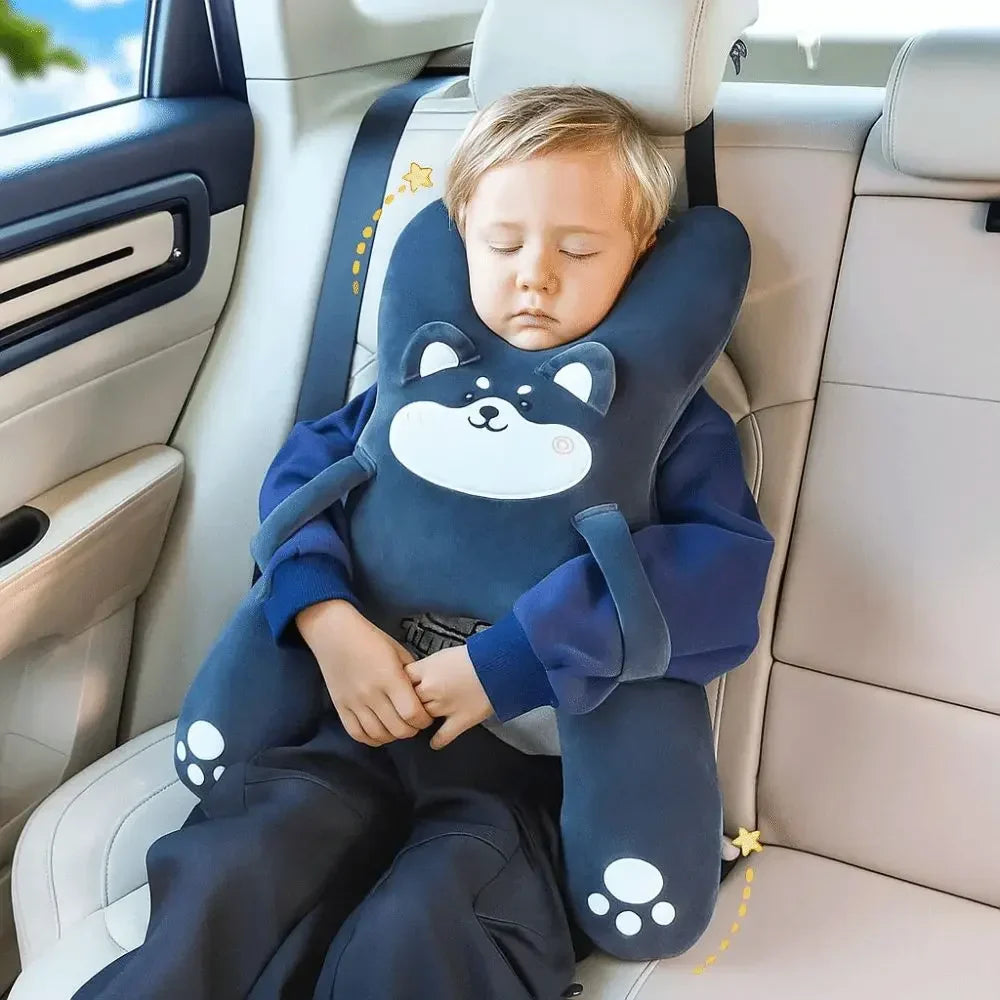 Children's Car Headrest Lumbar Support Pillow for Travel Comfort