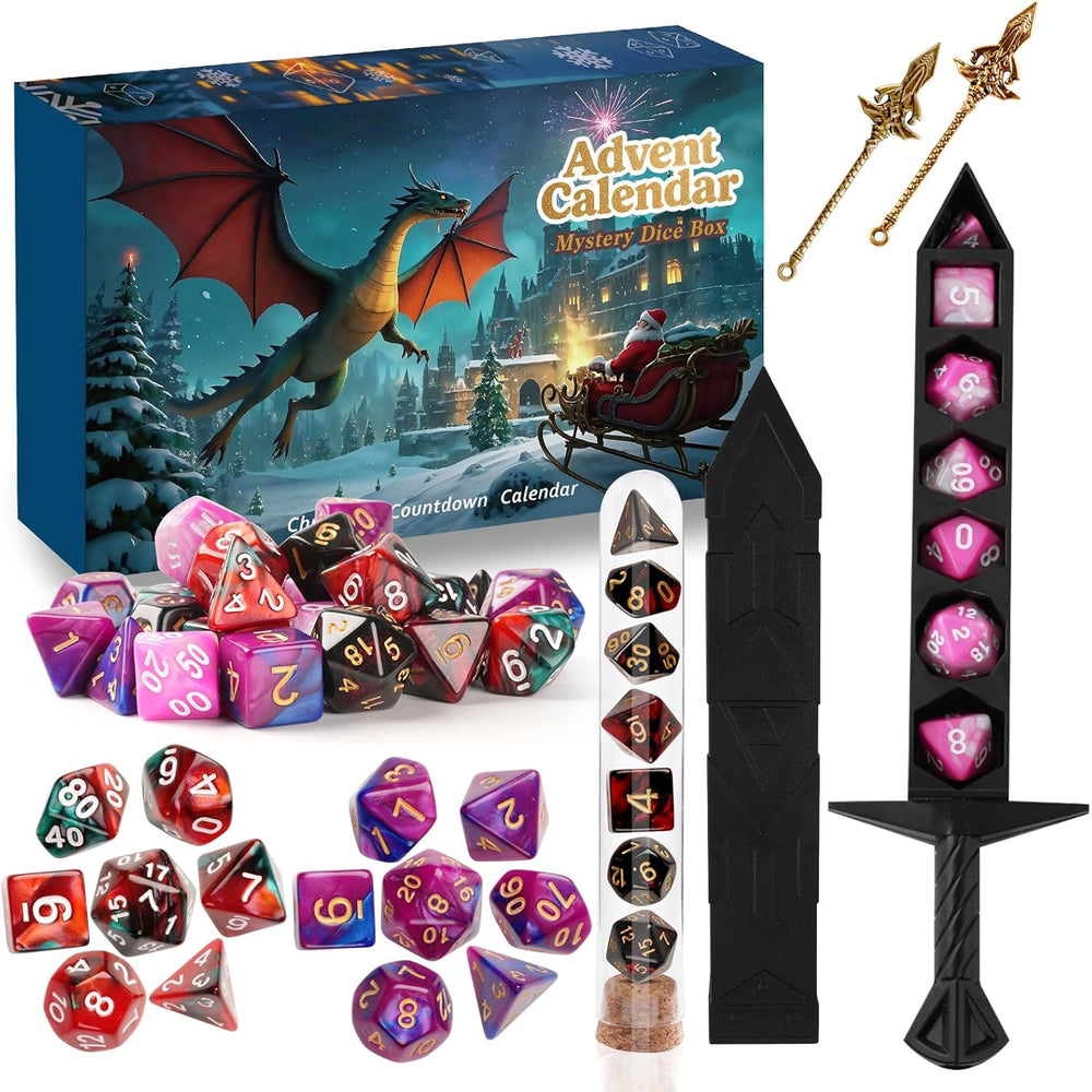 Christmas 2025 Advent Calendar Mystery Dice Set for Role Playing Games