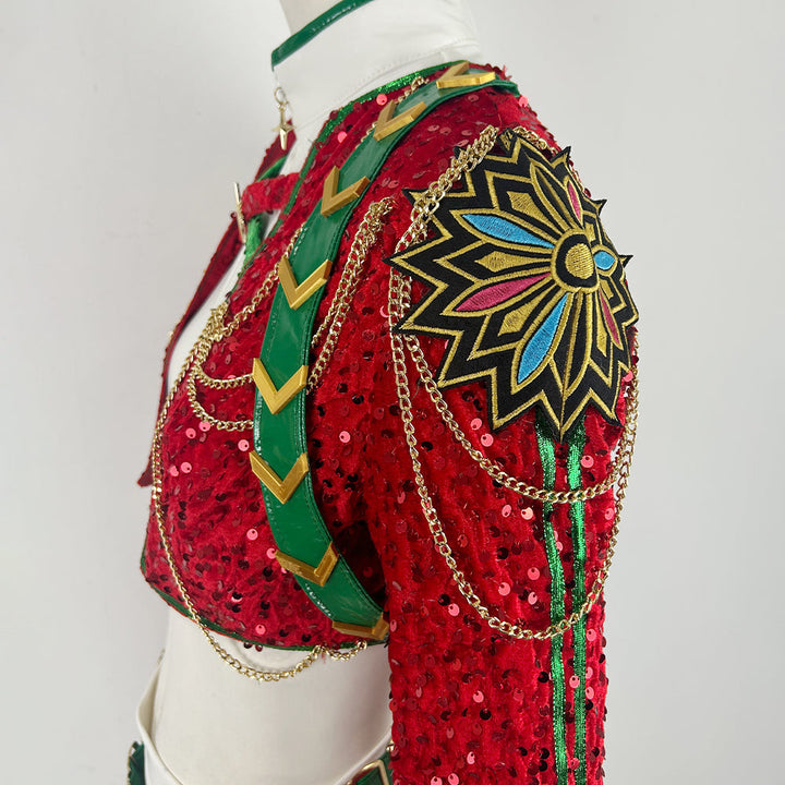 Christmas Pop Star Costume for Kids Party Dress Outfit