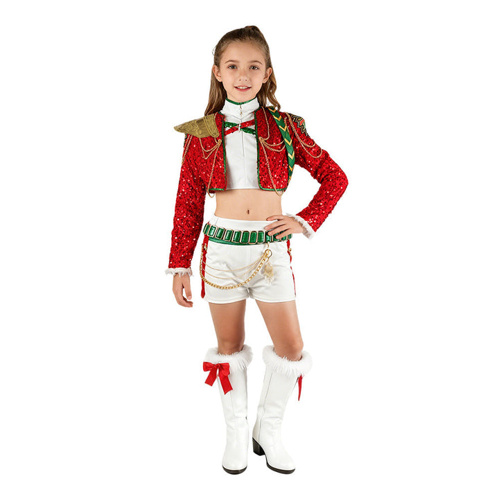 Christmas Pop Star Costume for Kids Party Dress Outfit
